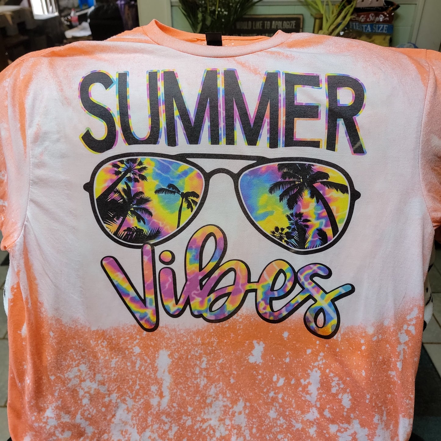 Summer Vibes Orange Bleached Short Sleeve T-shirt