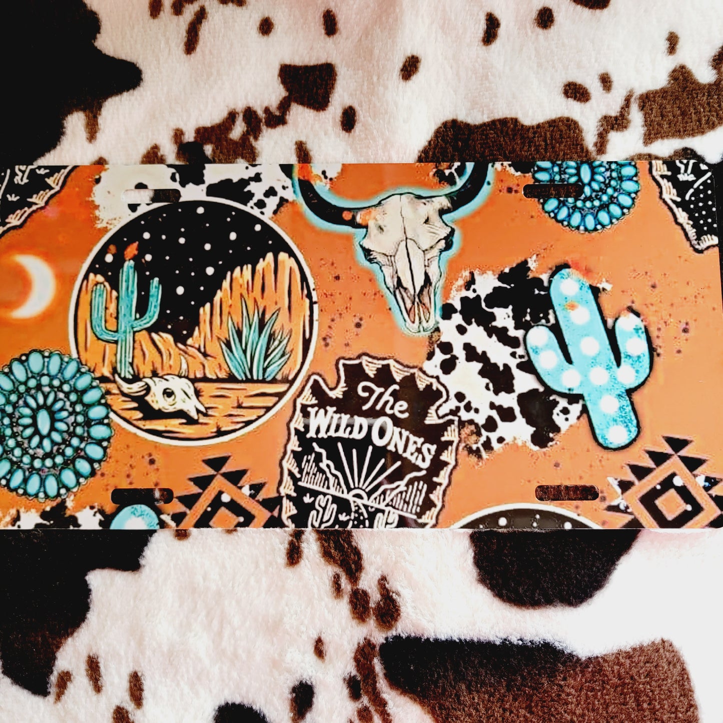 Bull Skull Cactus Custom Car Tag License Plate