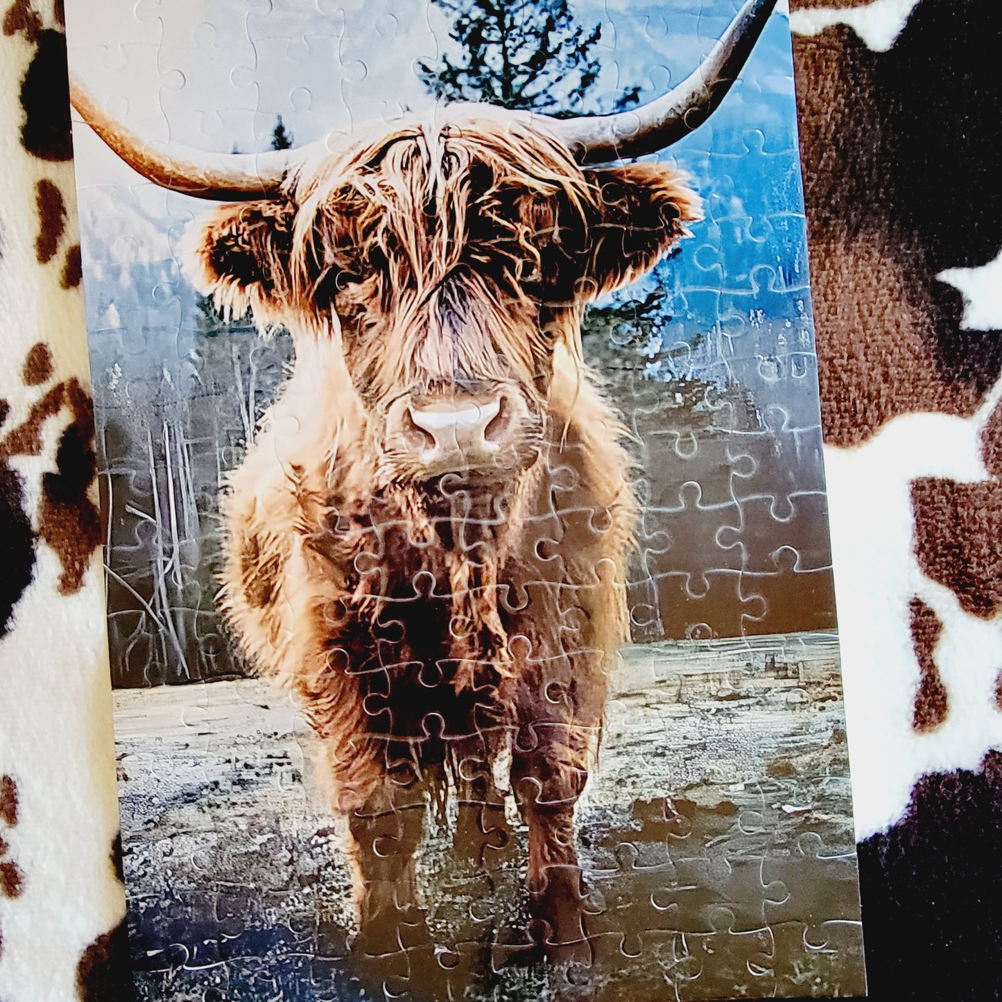 Highland Cow Winter Handmade Jigsaw Puzzle