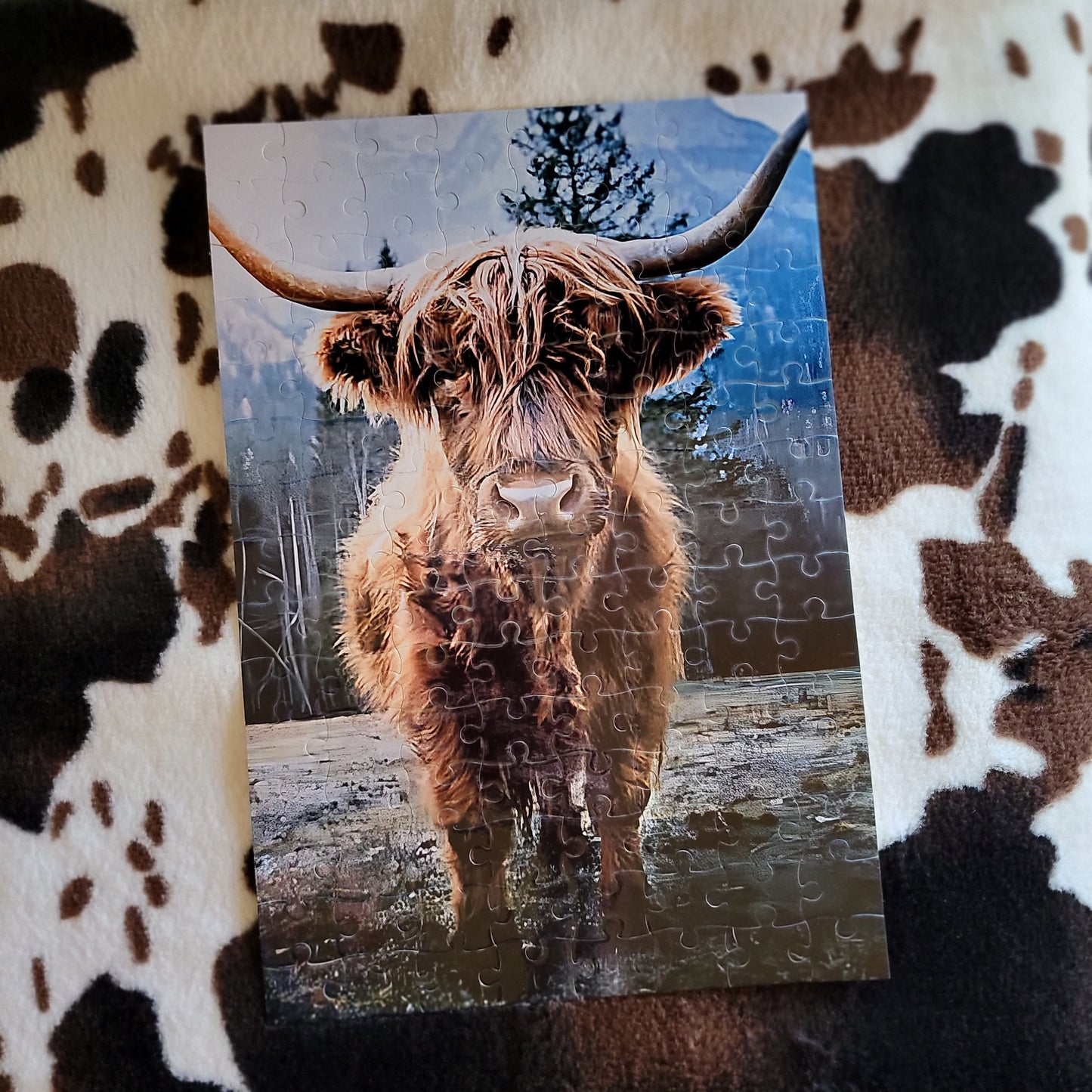 Highland Cow Winter Handmade Jigsaw Puzzle