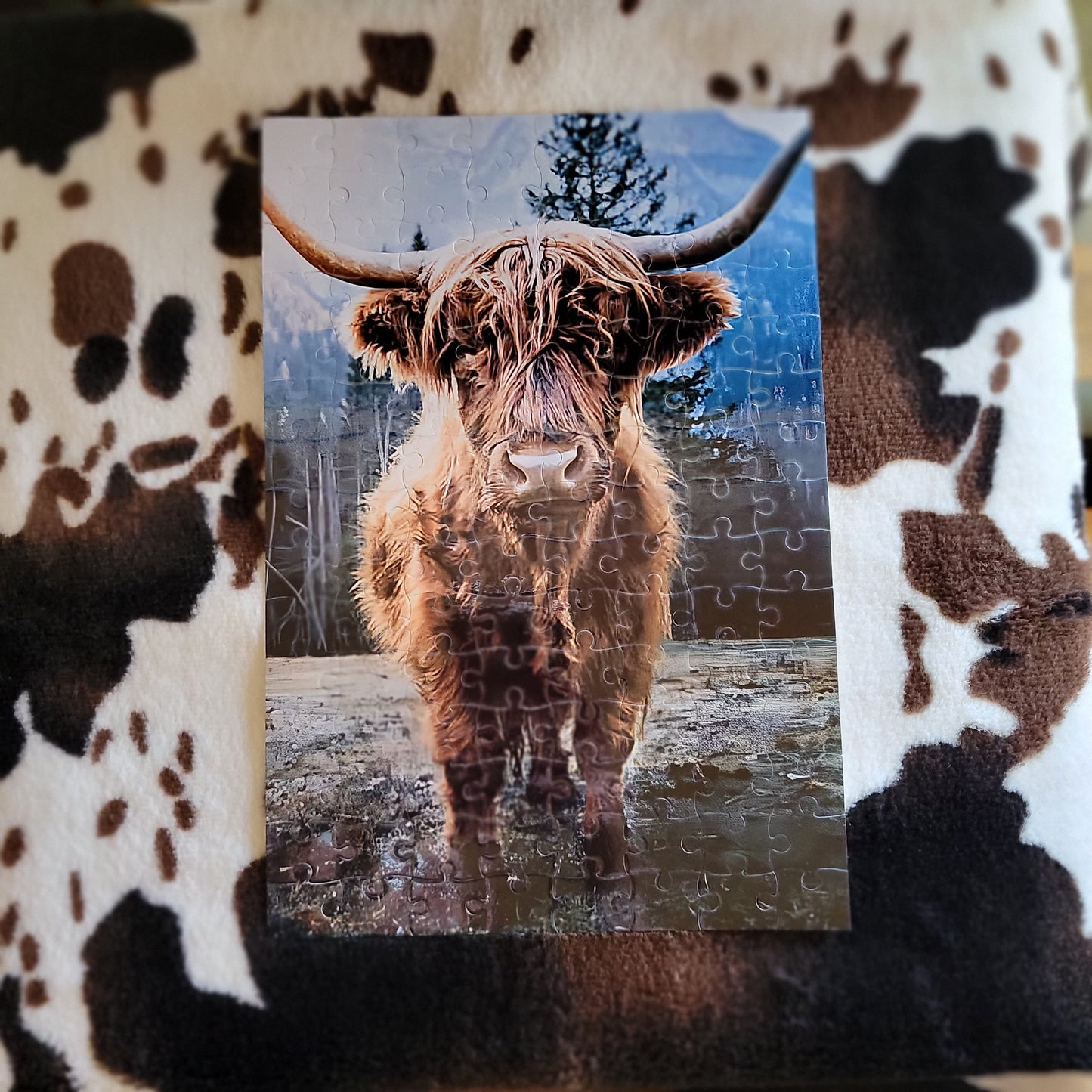 Highland Cow Winter Handmade Jigsaw Puzzle