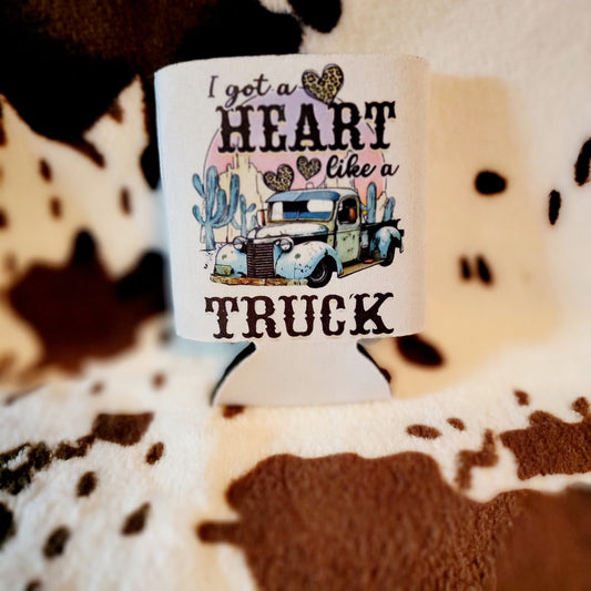 Heart Like A Truck Can Cooler Drink Holder Koozie