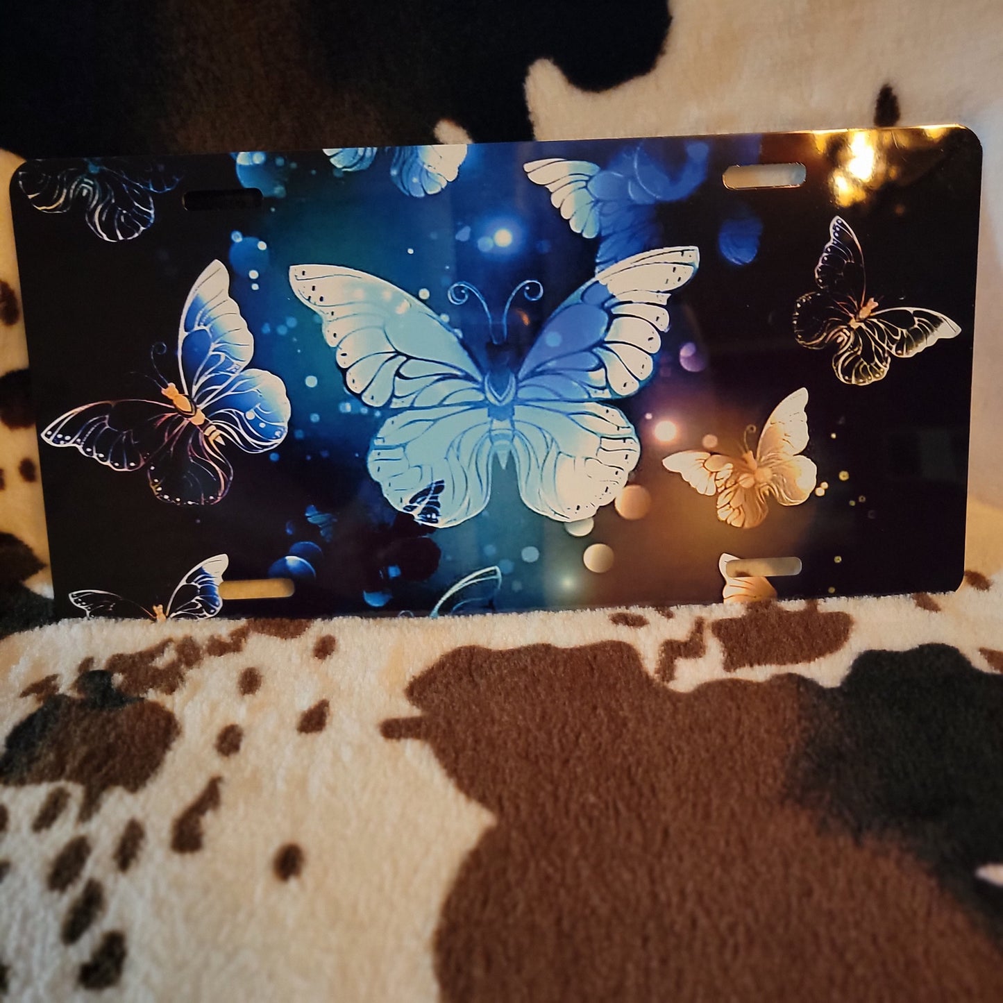 Butterfly Black Car Tag License Plate