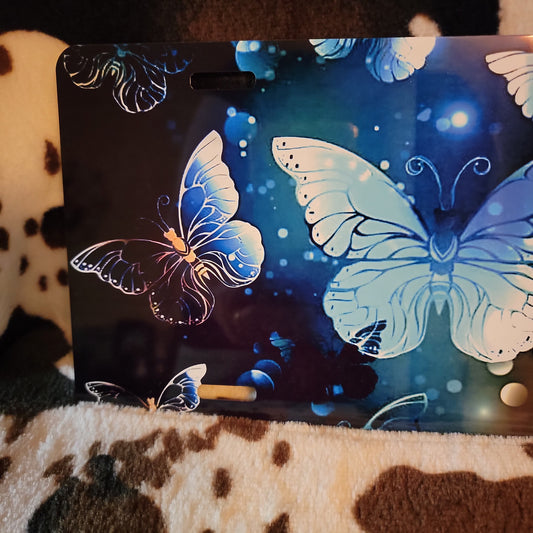 Butterfly Black Car Tag License Plate