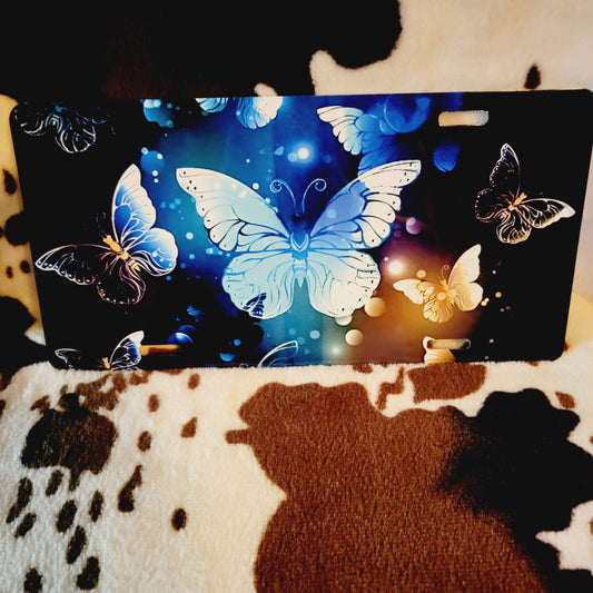 Butterfly Black Car Tag License Plate