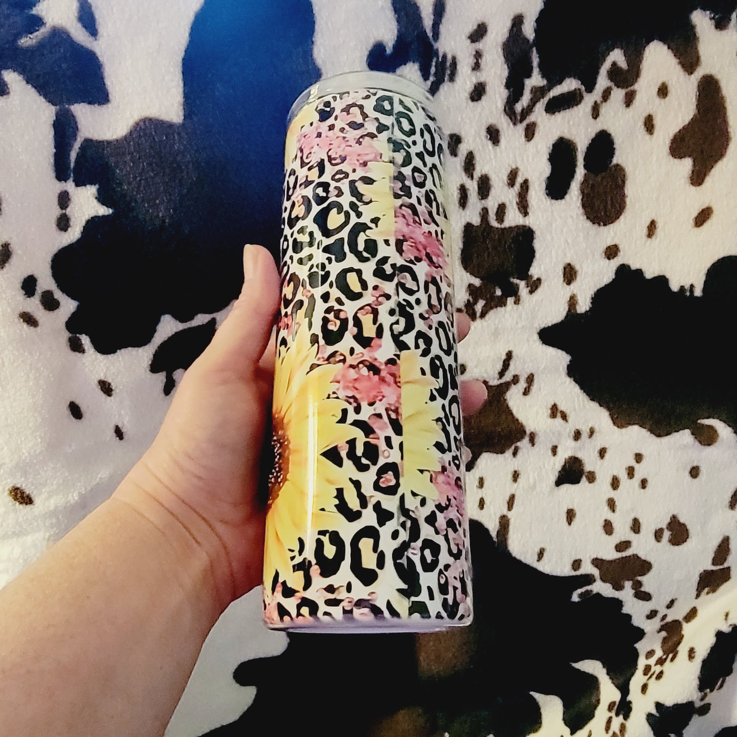 Pink Sunflower Personalized Name 20oz Skinny Tumbler