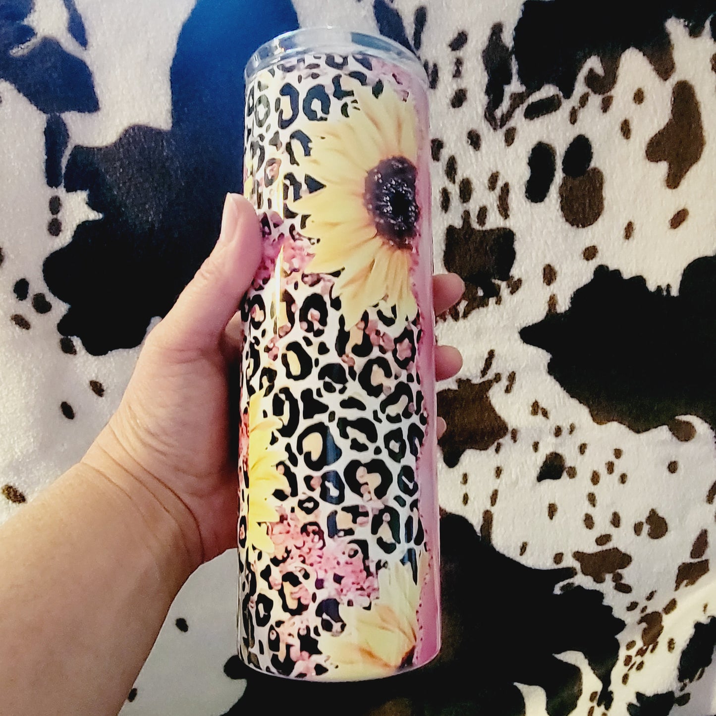 Pink Sunflower Personalized Name 20oz Skinny Tumbler
