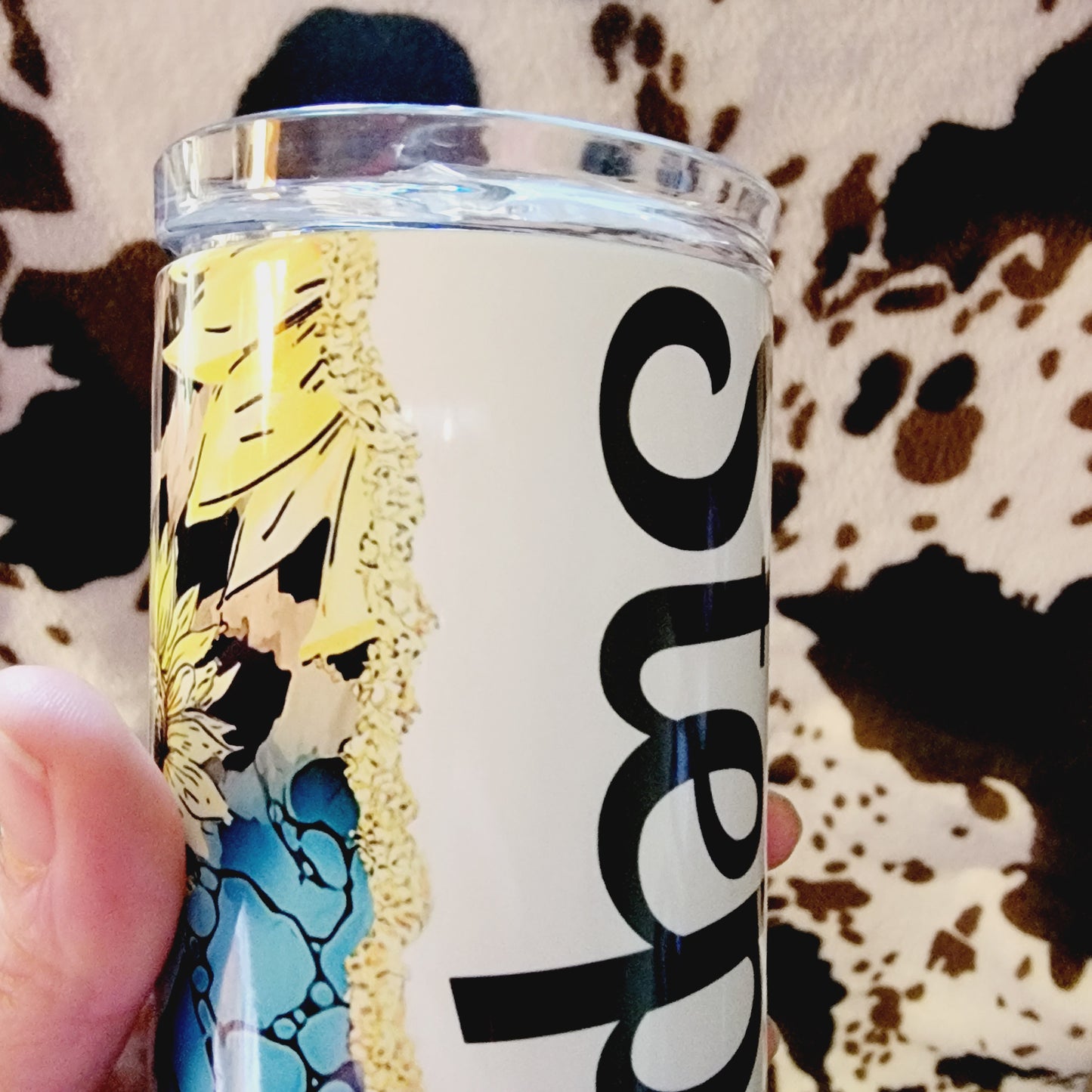 Turquoise Sunflower Personalized Name 20oz Skinny Tumbler
