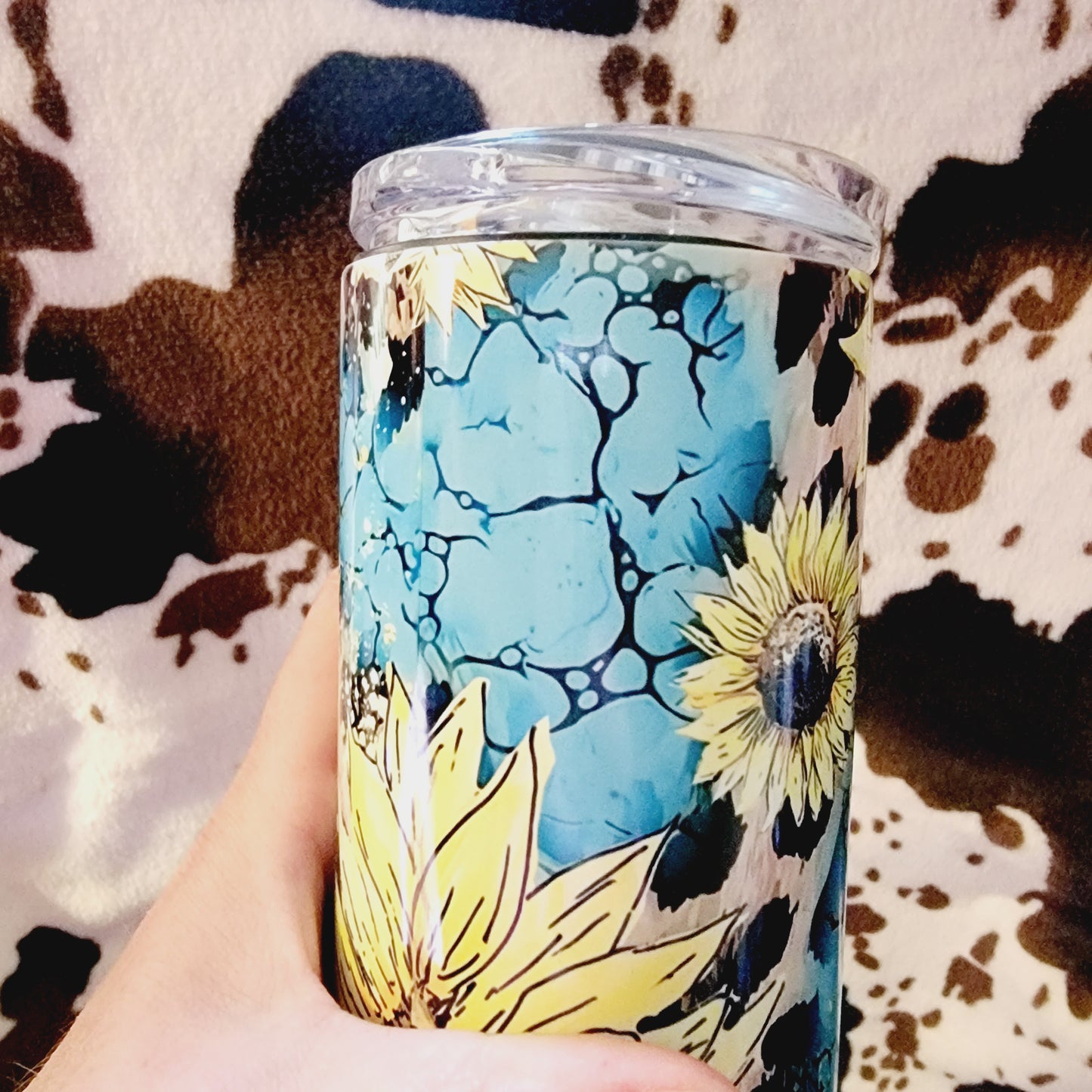 Turquoise Sunflower Personalized Name 20oz Skinny Tumbler