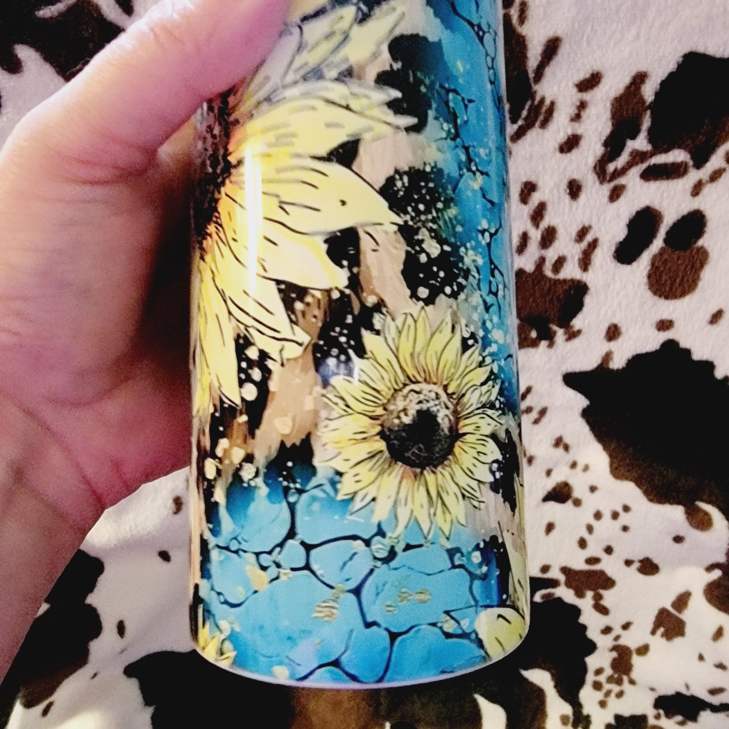 Turquoise Sunflower Personalized Name 20oz Skinny Tumbler