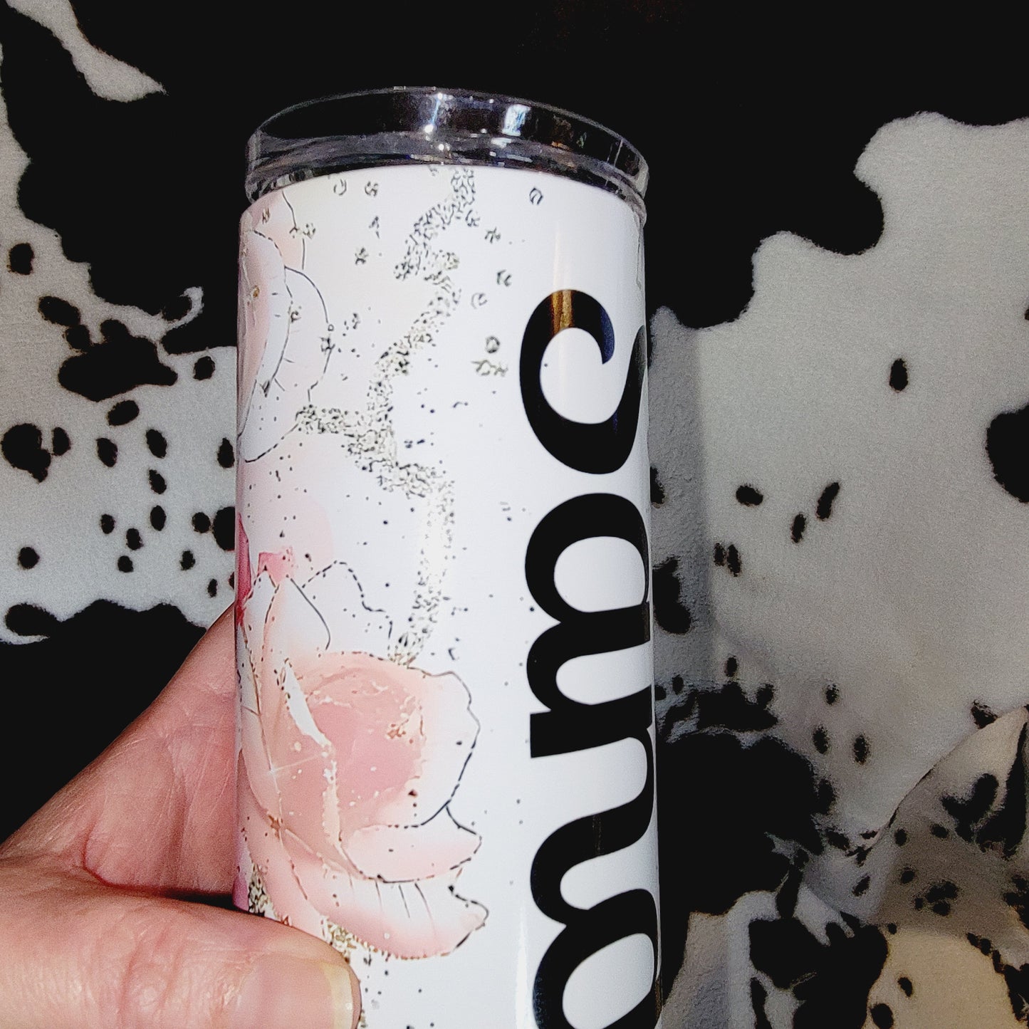 Pink Floral Personalized Name 20oz Skinny Tumbler