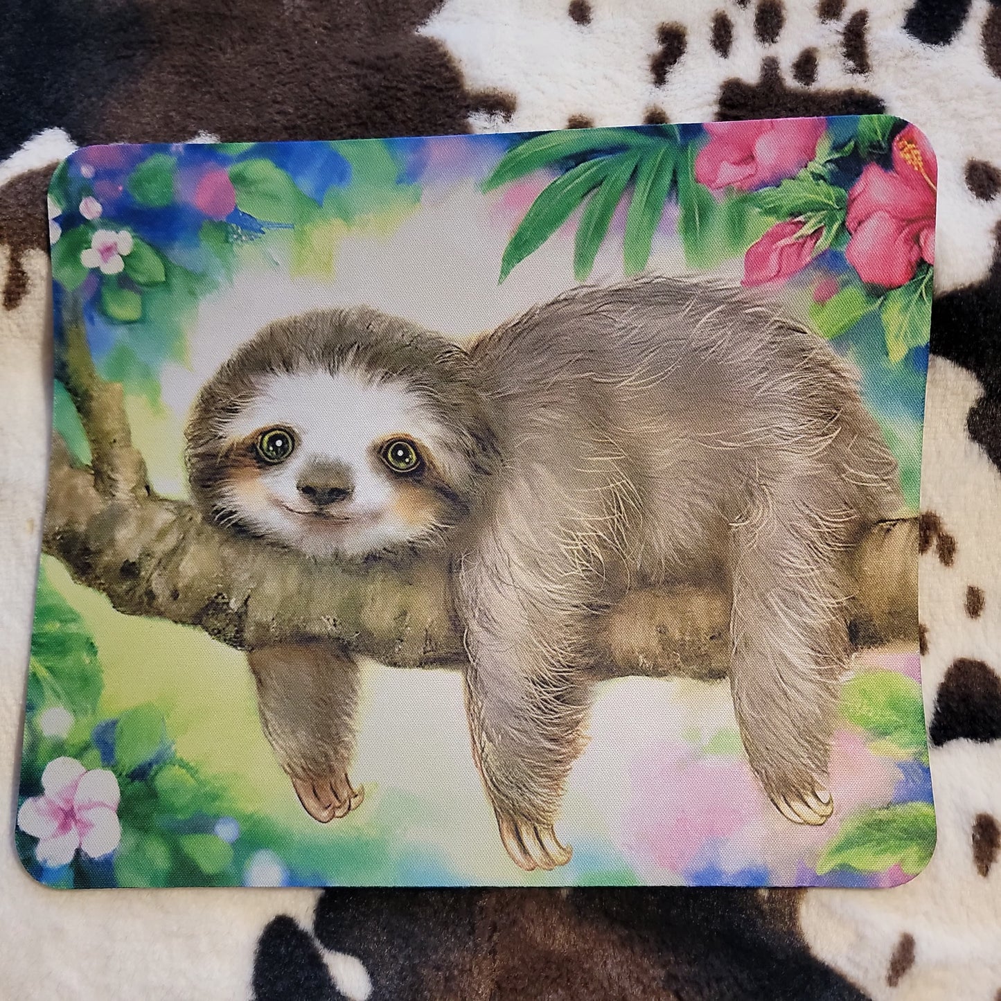 Sloth Floral Mouse Pad