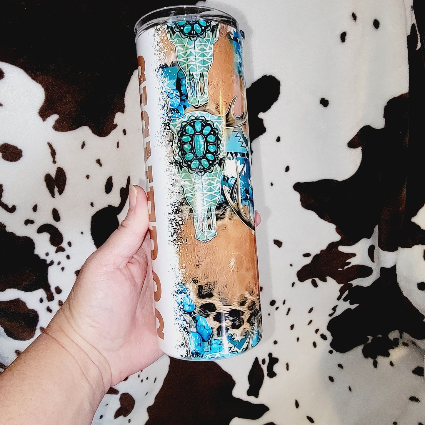 Bull Skull Western Personalized 20oz Skinny Tumbler