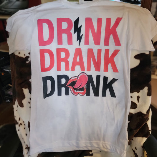 Drink Drank Drunk Western White T-Shirt Graphic Tee