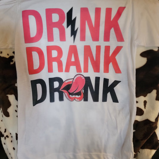 Drink Drank Drunk Western White T-Shirt Graphic Tee