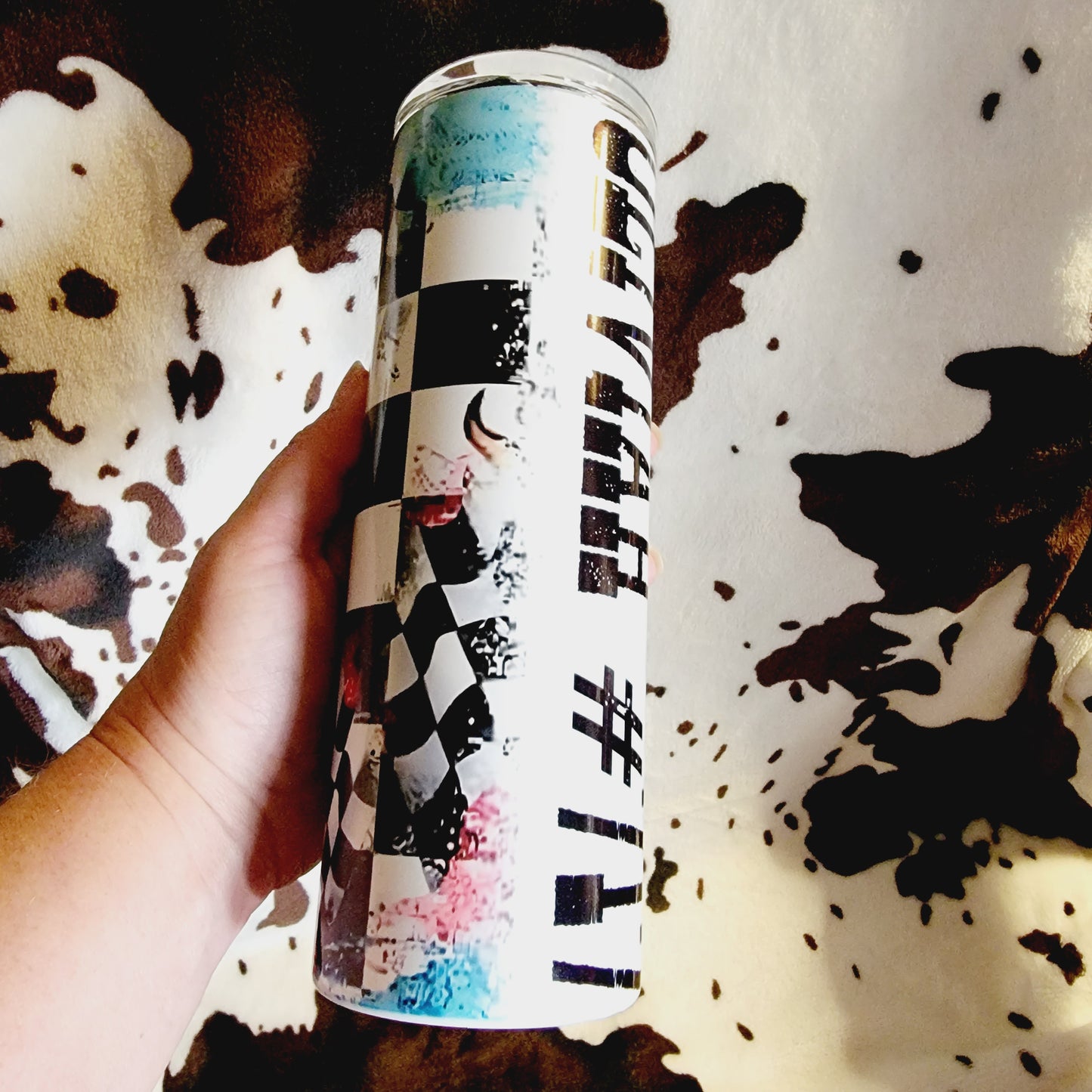 Racing Flag Personalized 20oz Skinny Tumbler