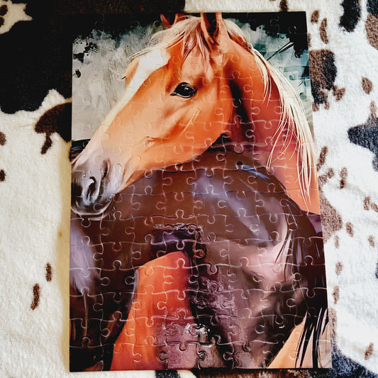 Hugging Horses 120 Piece Handmade Jigsaw Puzzle