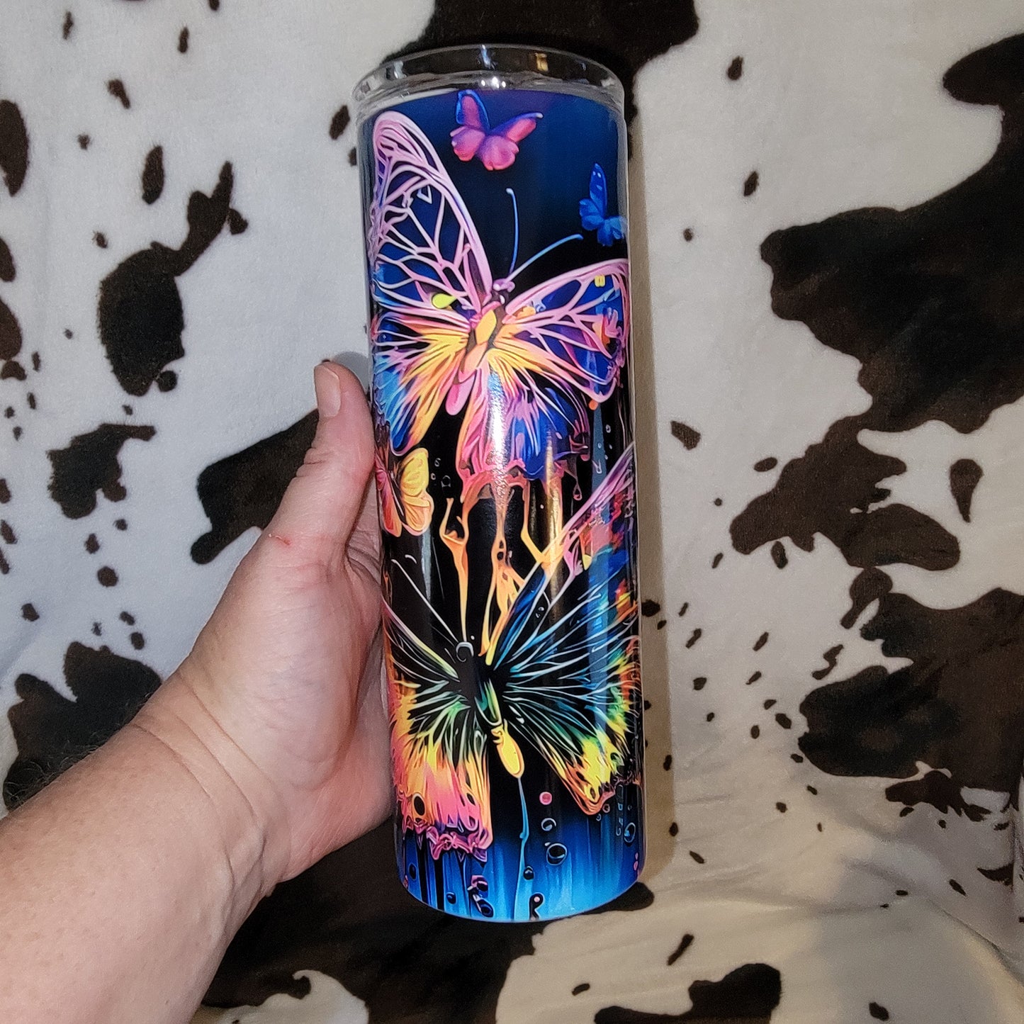 Neon Butterfly Custom 20oz Skinny Tumbler