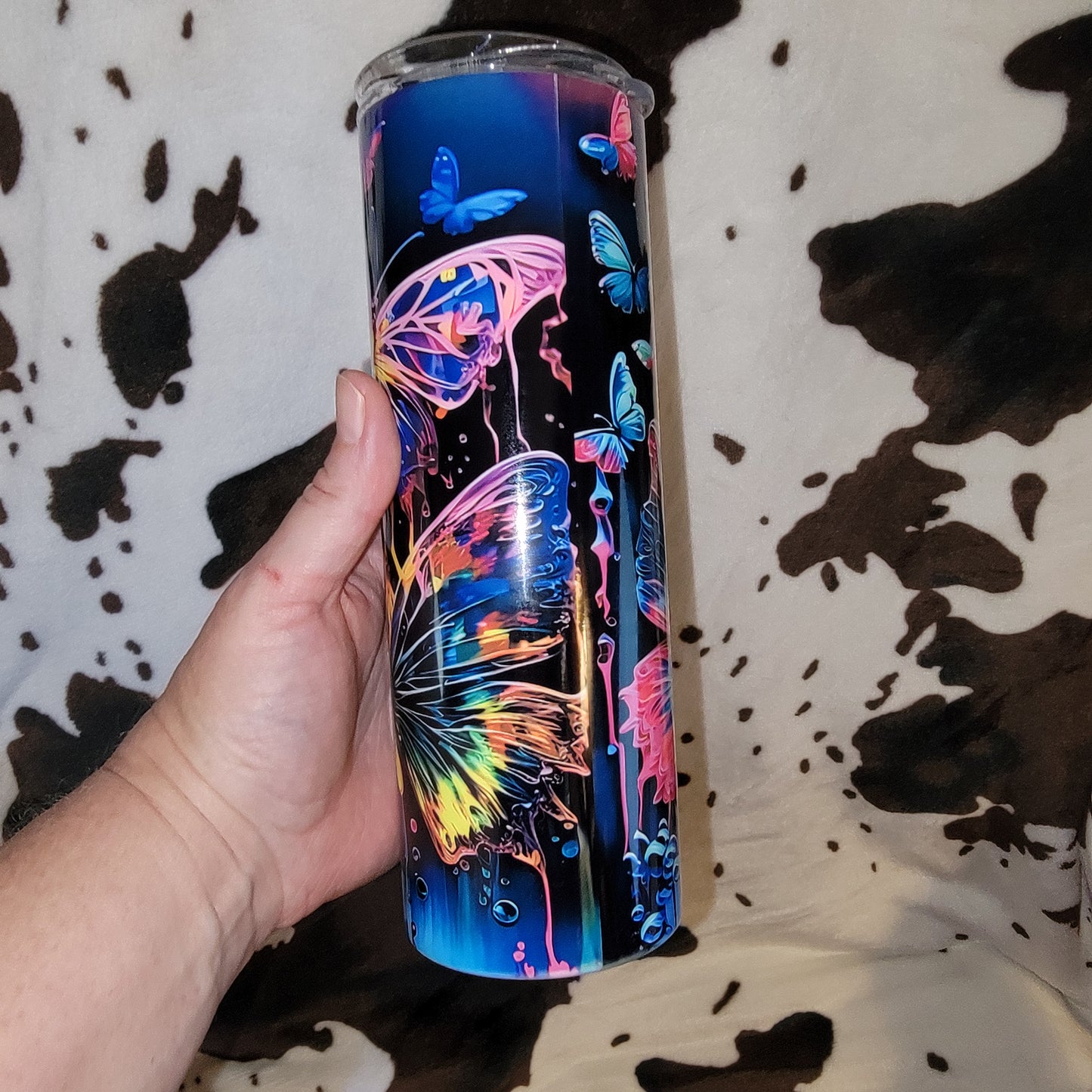 Neon Butterfly Custom 20oz Skinny Tumbler