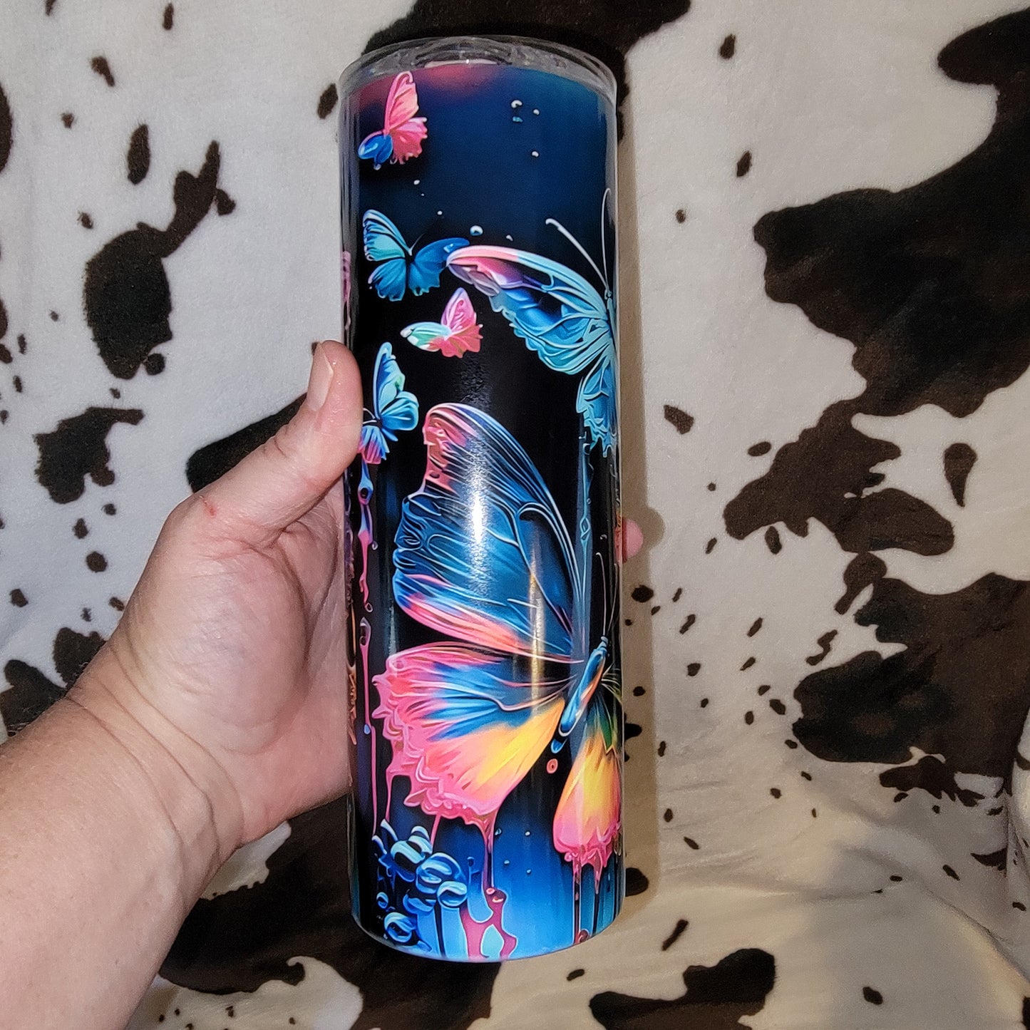 Neon Butterfly Custom 20oz Skinny Tumbler