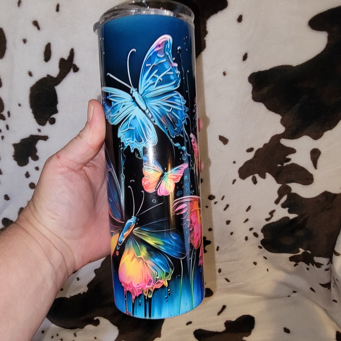 Neon Butterfly Custom 20oz Skinny Tumbler