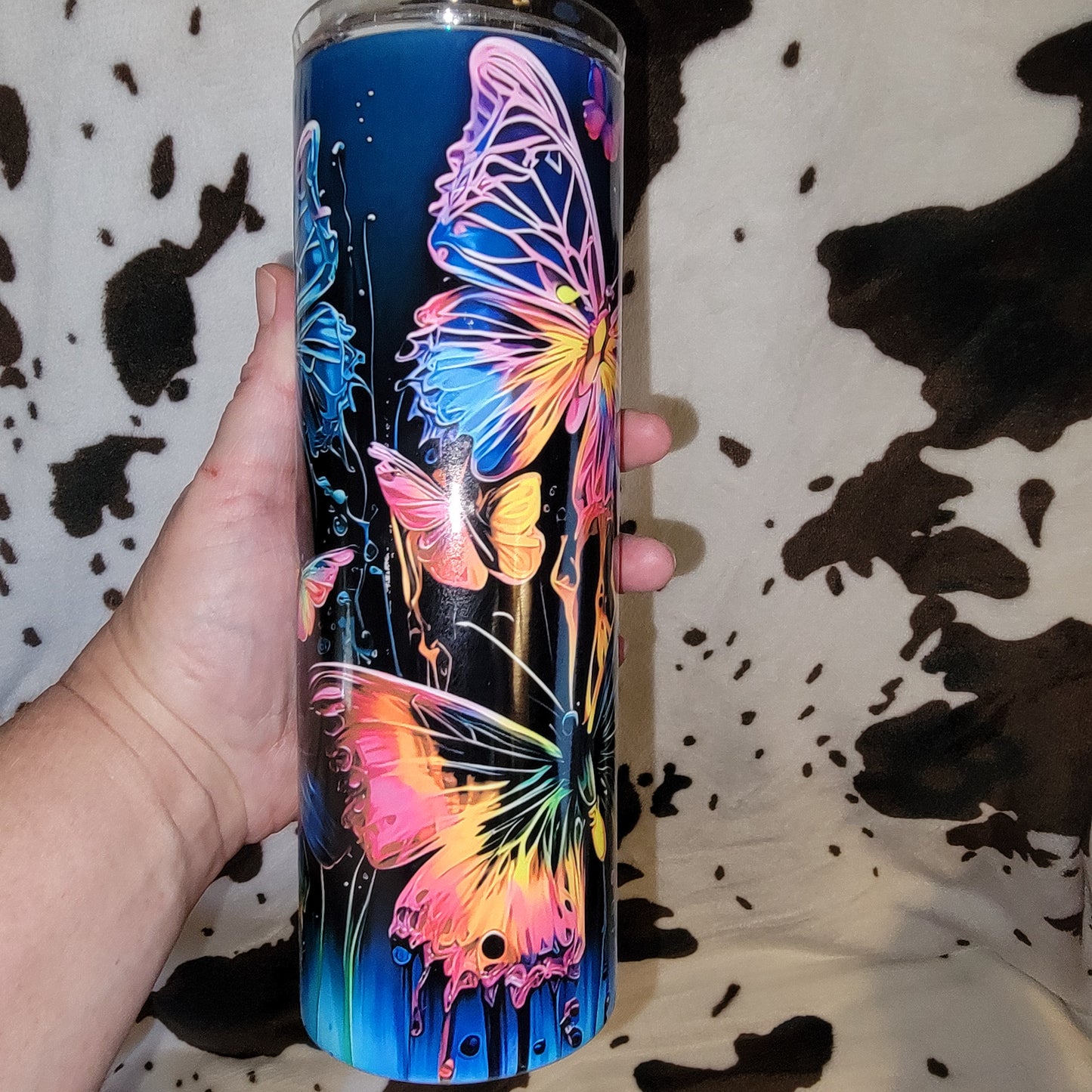 Neon Butterfly Custom 20oz Skinny Tumbler