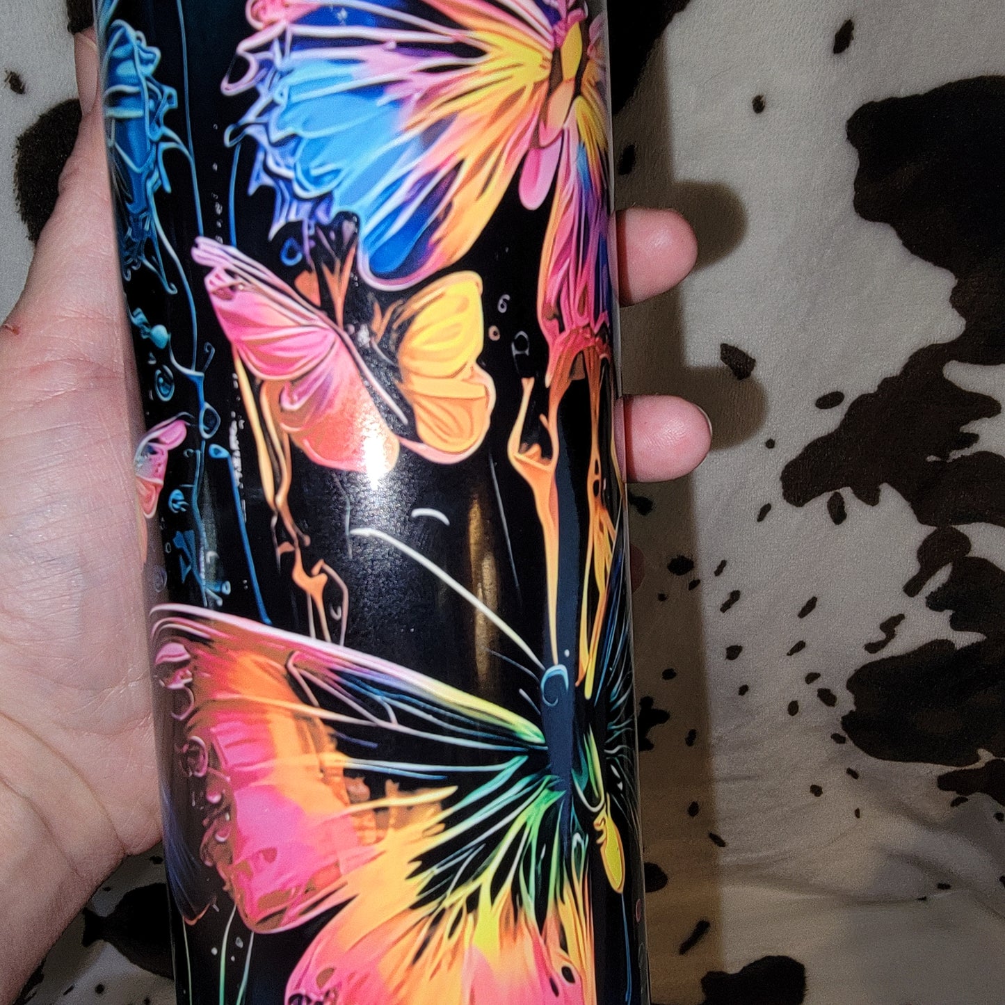 Neon Butterfly Custom 20oz Skinny Tumbler