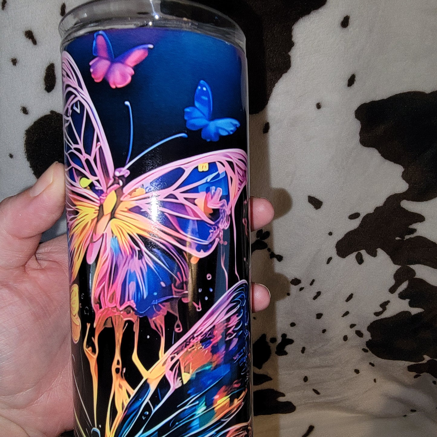 Neon Butterfly Custom 20oz Skinny Tumbler