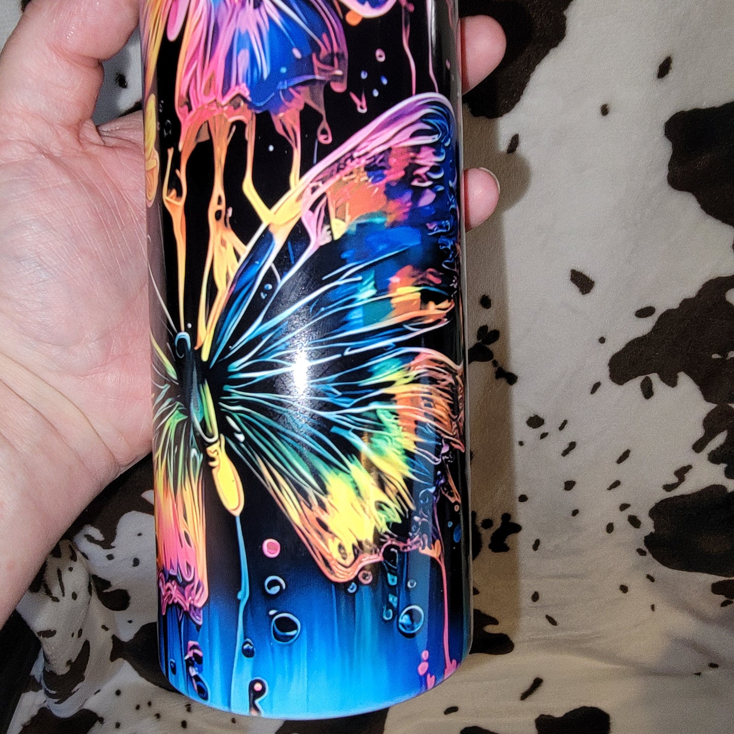 Neon Butterfly Custom 20oz Skinny Tumbler