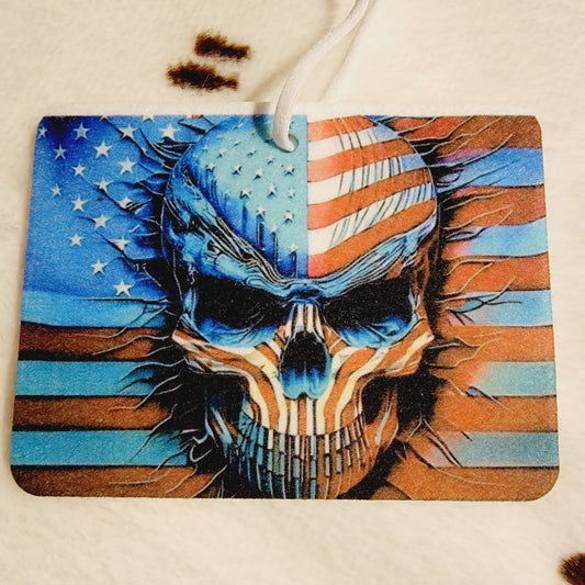 USA Skull Unscented Car Air Freshener Freshie