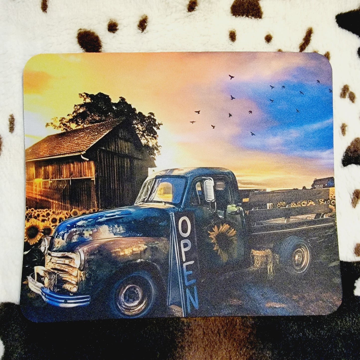 Old Truck Sunflower Computer Office Mouse Pad