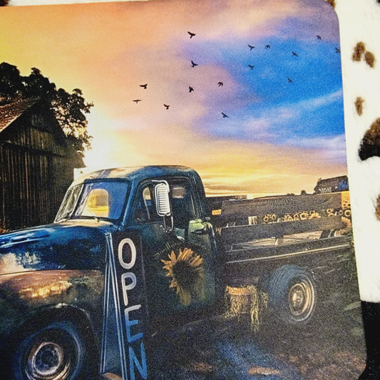 Old Truck Sunflower Computer Office Mouse Pad