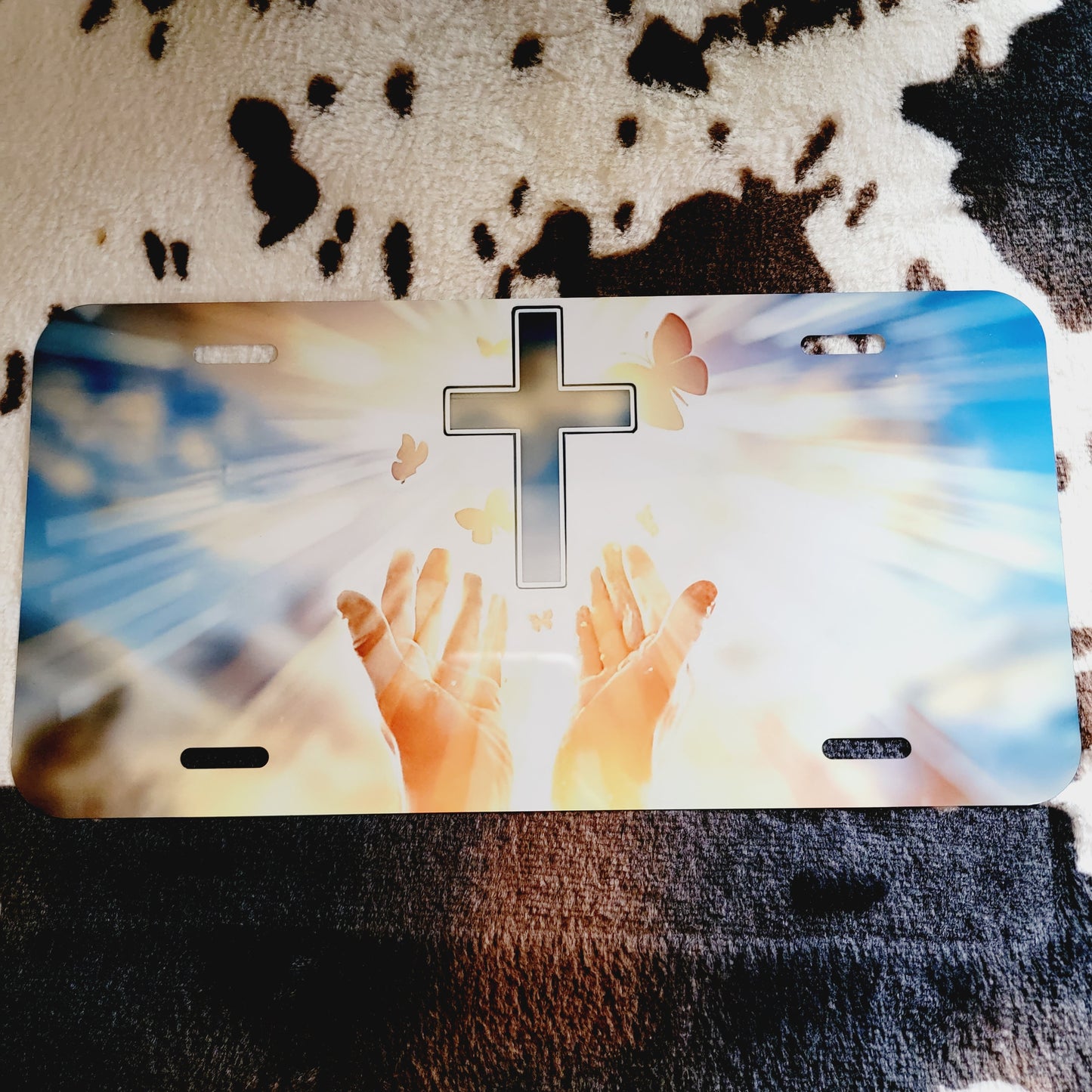 Cross Butterfly Car Tag License Plate