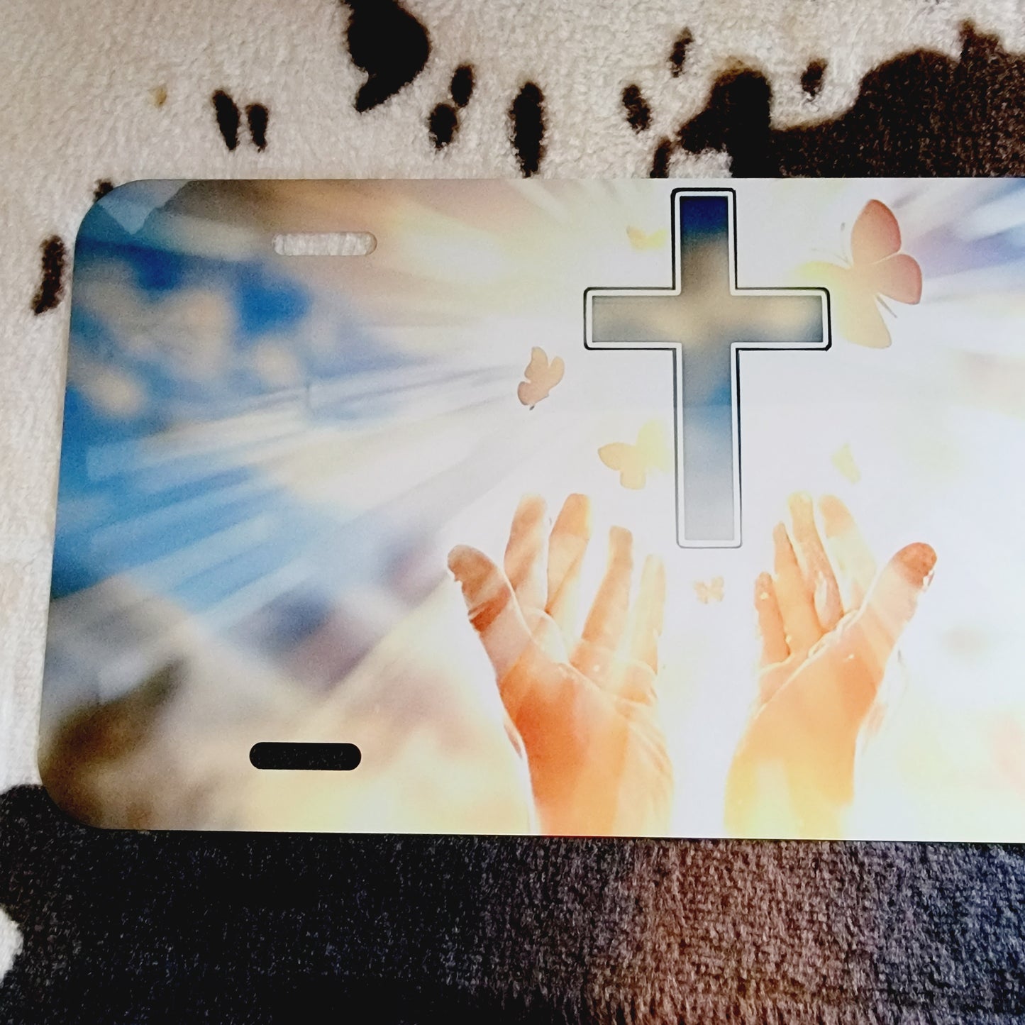 Cross Butterfly Car Tag License Plate