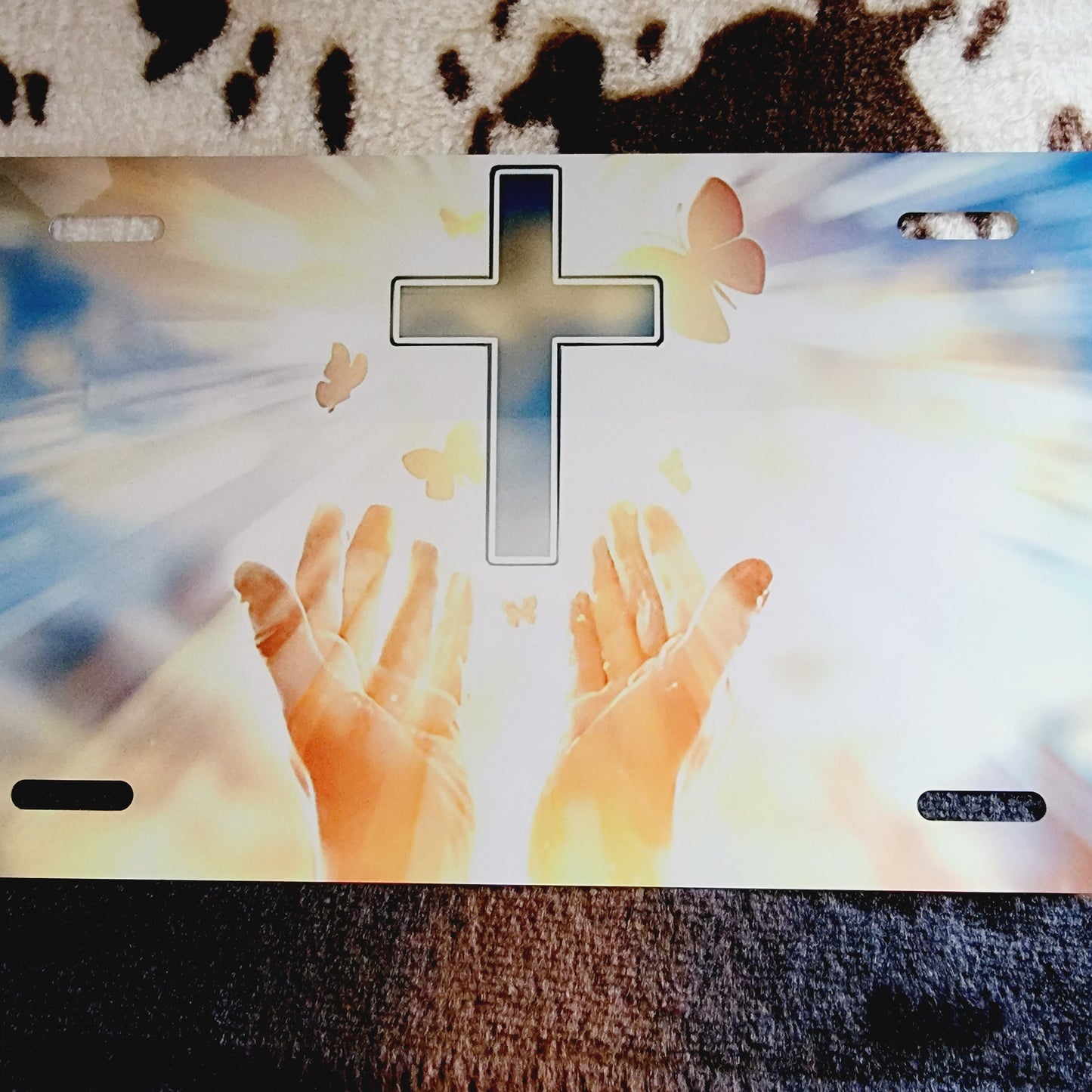 Cross Butterfly Car Tag License Plate
