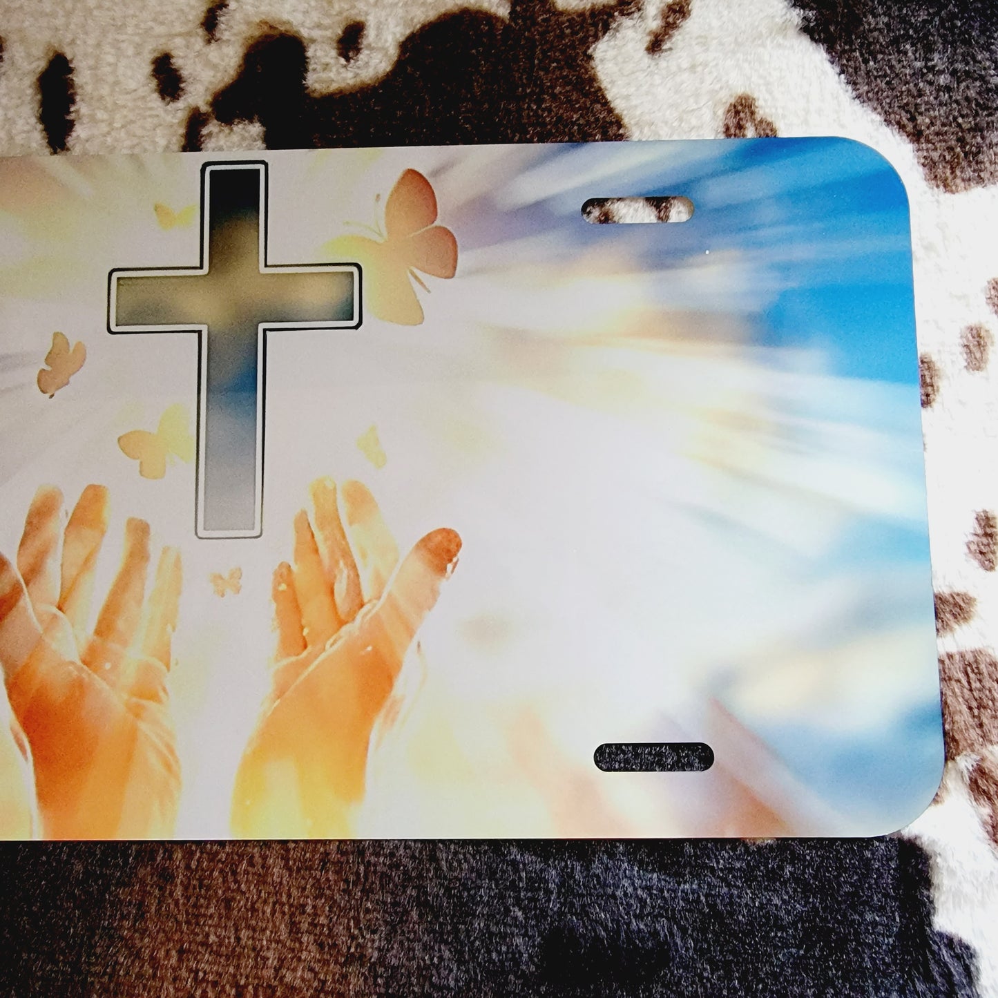 Cross Butterfly Car Tag License Plate