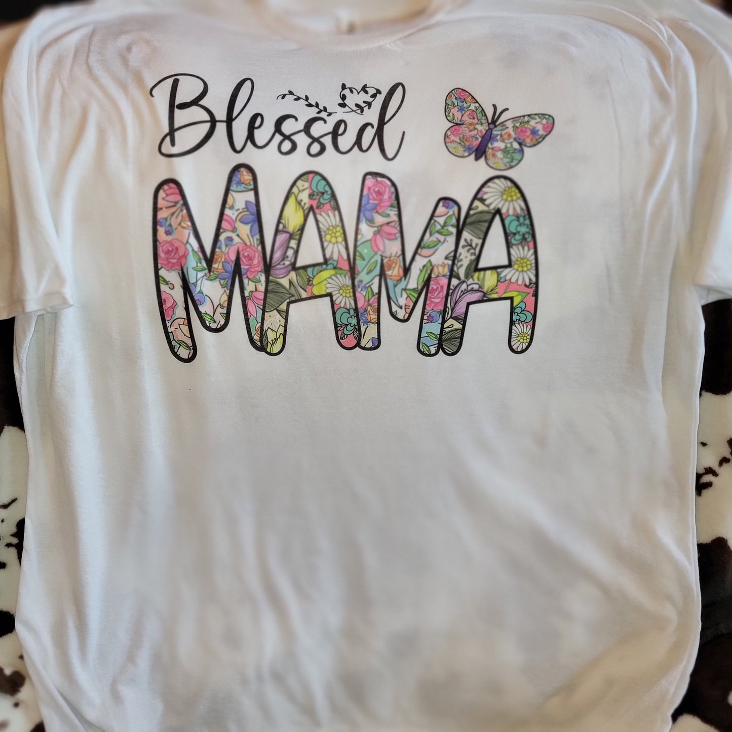 Blessed Mama Butterfly Graphic Tee Shirt