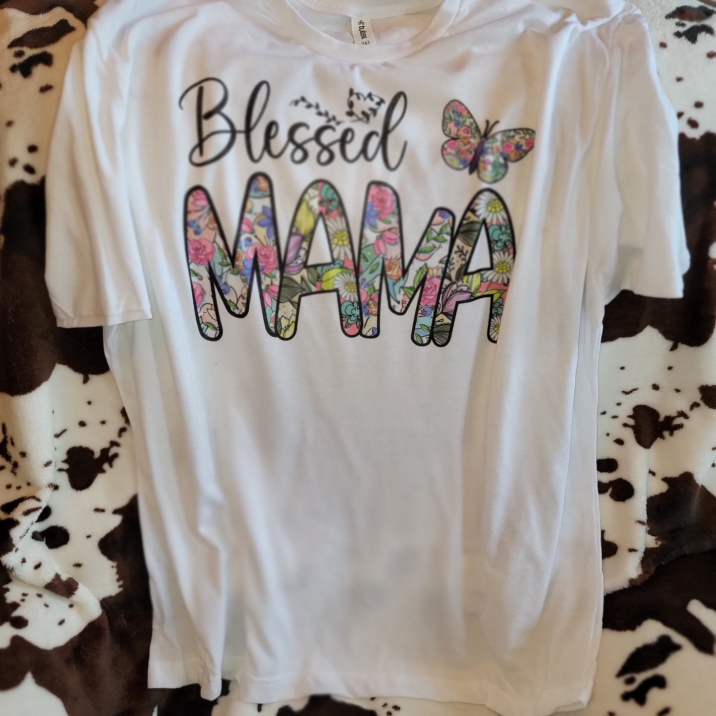 Blessed Mama Butterfly Graphic Tee Shirt