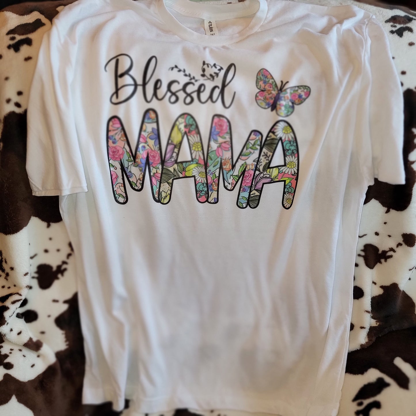 Blessed Mama Butterfly Graphic Tee Shirt