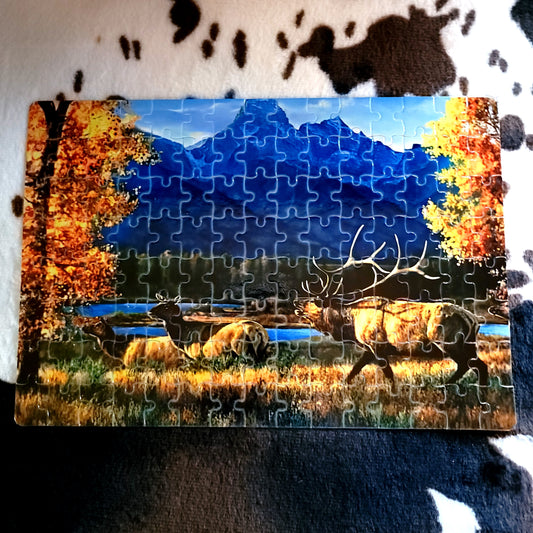 Elk Woodland 120 Piece Handmade Jigsaw Puzzle