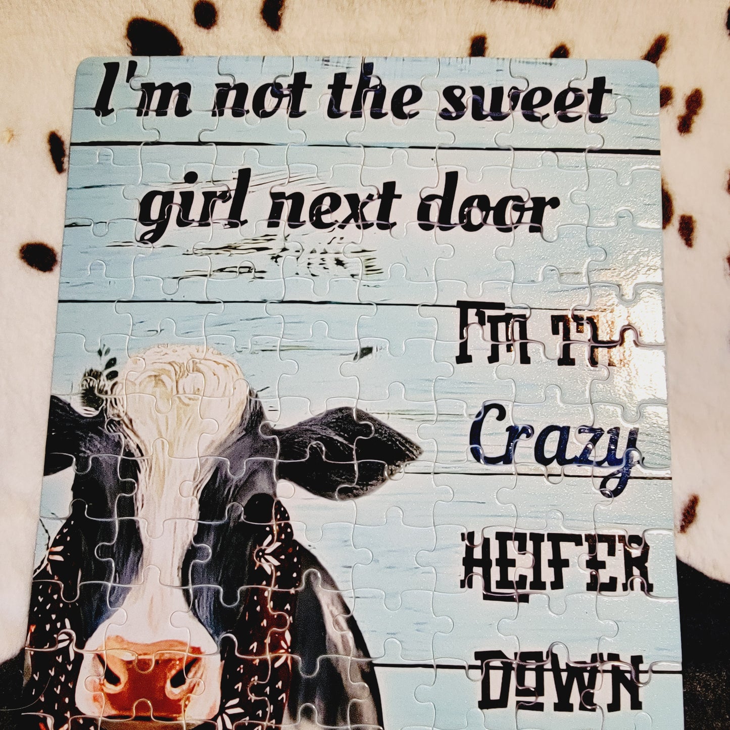 Cow Not The Sweet Girl Next Door 120 Piece Handmade Jigsaw Puzzle