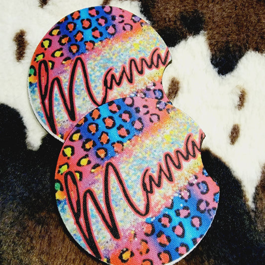 Mama Rainbow Neoprene Car Coasters