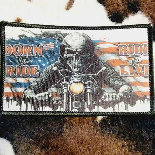 Born To Ride Motorcycle Hat Patch