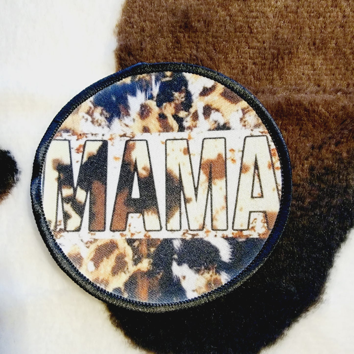 Mama Cow Print Hat Patch