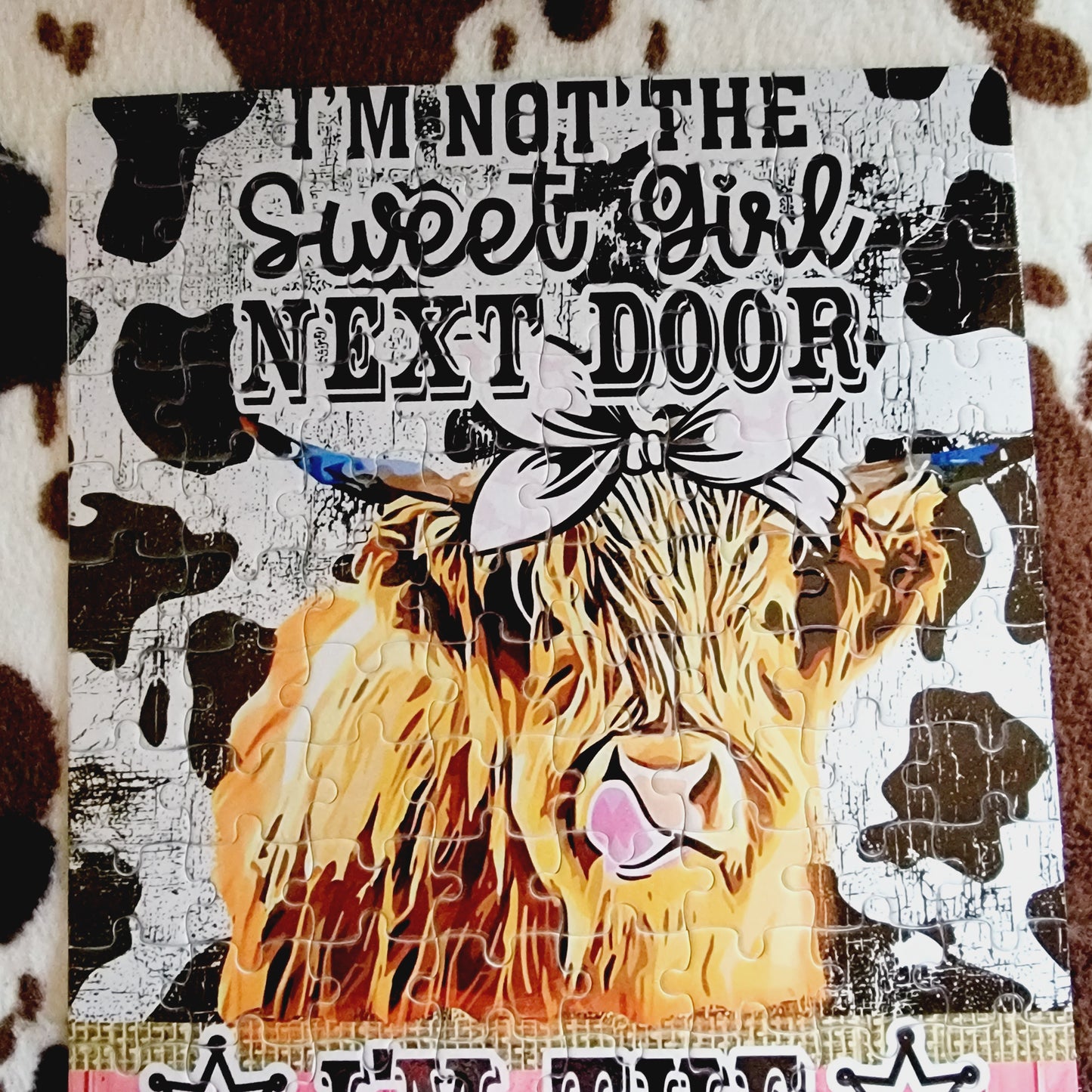 Crazy Heifer Down The Street Handmade Jigsaw Puzzle