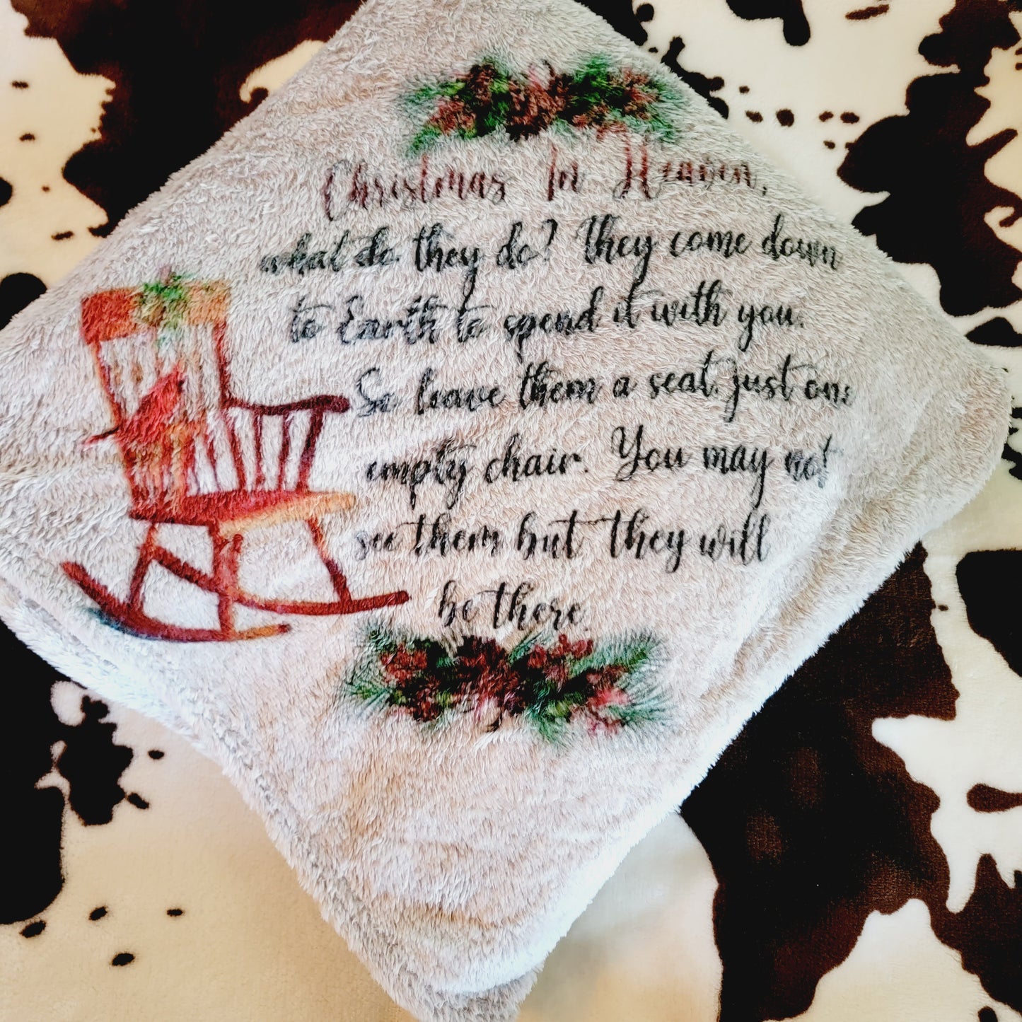 Christmas In Heaven Gray Fleece Throw Blanket