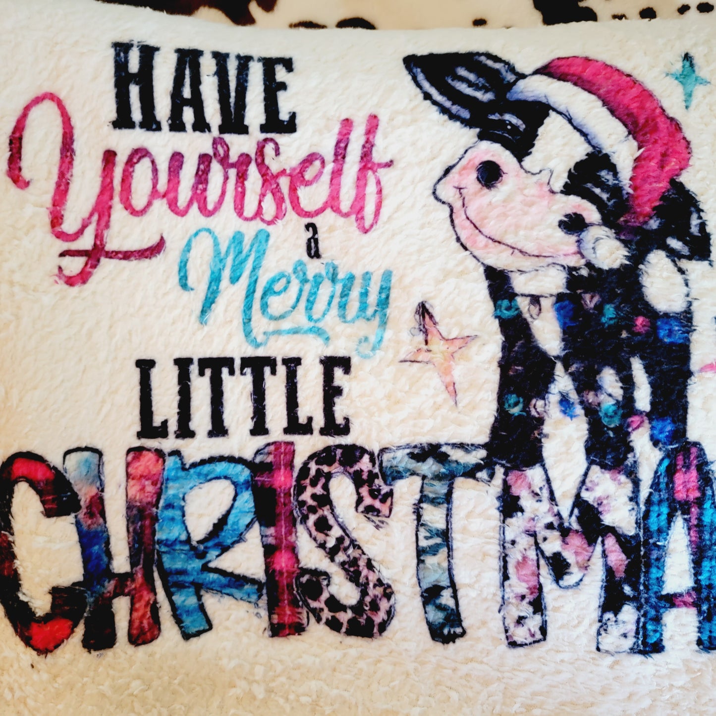Merry Christmas Baby Cow Western Throw Blanket