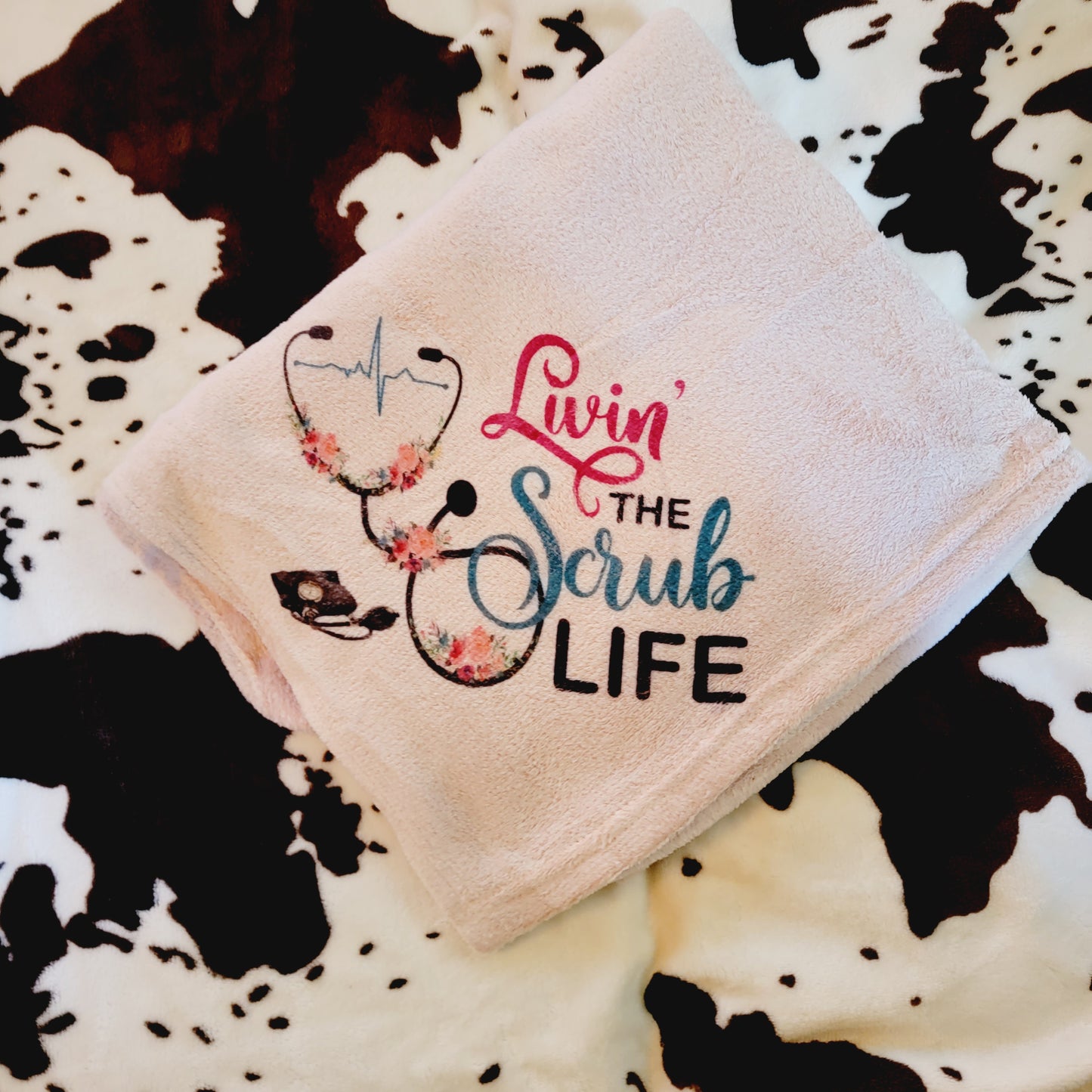 Livin The Scrub Life Pink Fleece Throw Blanket