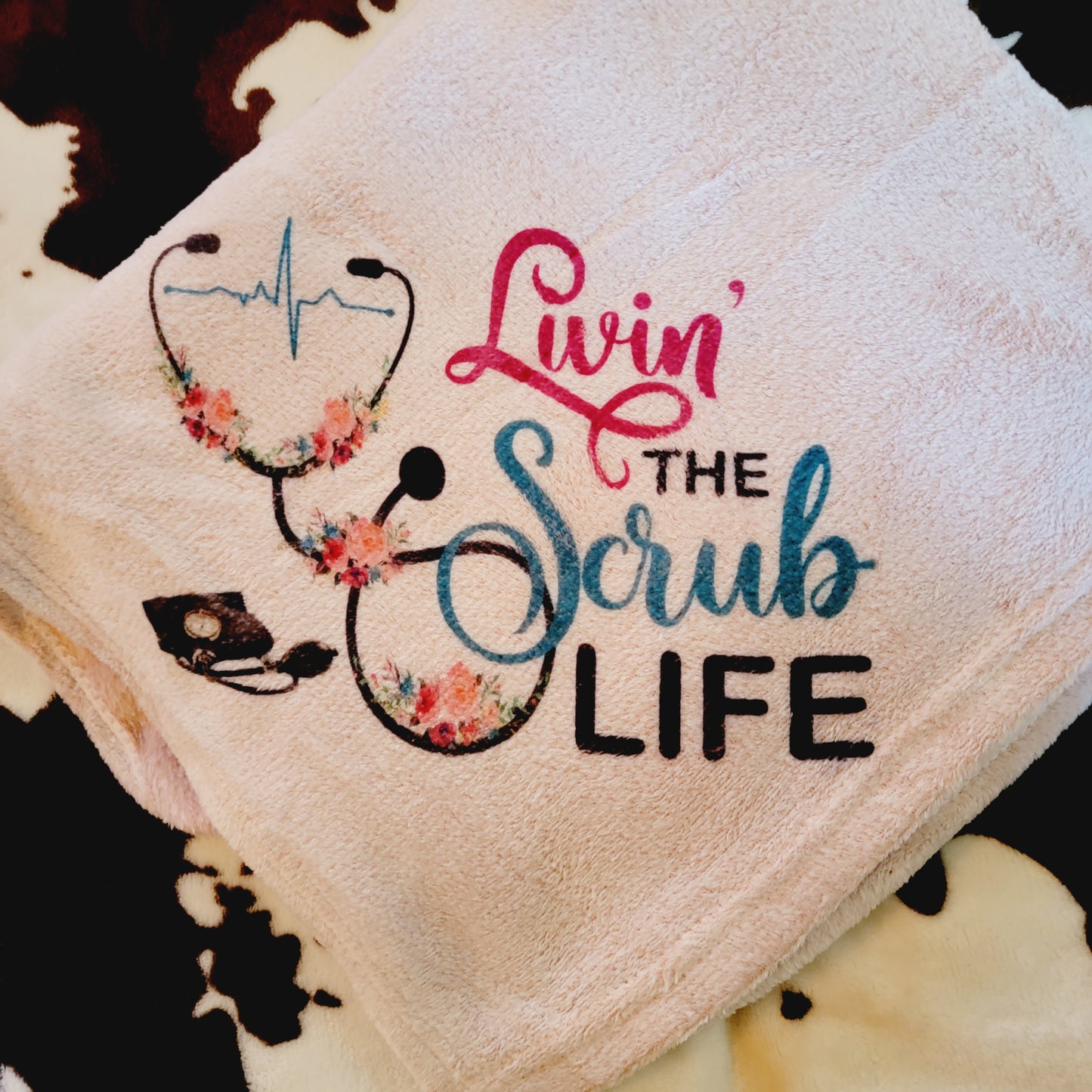 Livin The Scrub Life Pink Fleece Throw Blanket