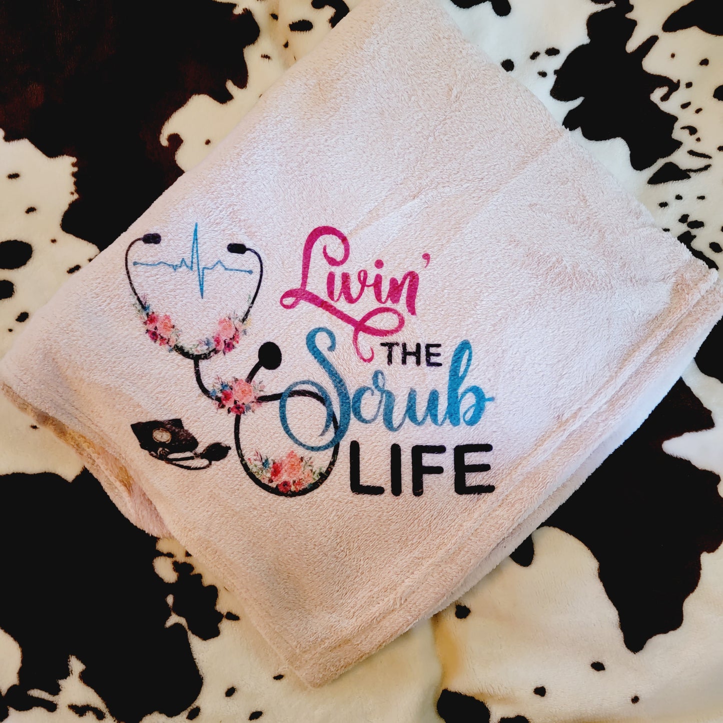 Livin The Scrub Life Pink Fleece Throw Blanket